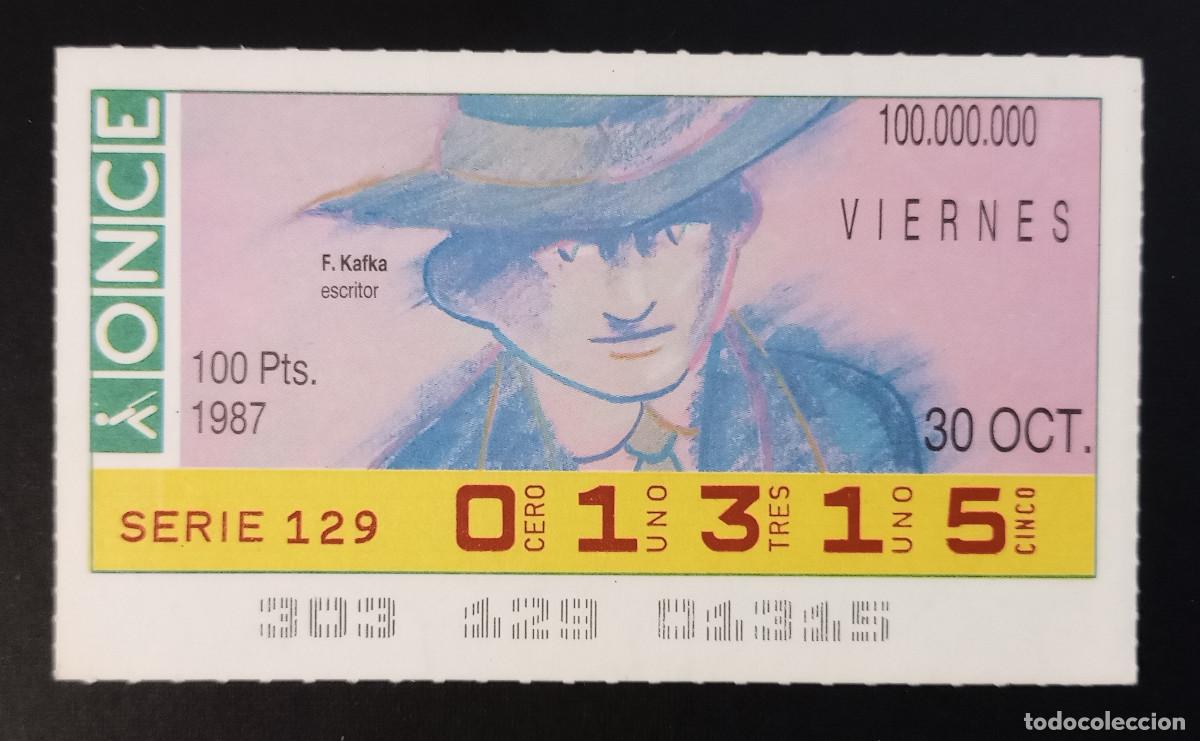Cupones ONCE: CUP&Oacute;N ONCE - 30-OCTUBRE-1987 - F. KAFKA, ESCRITOR