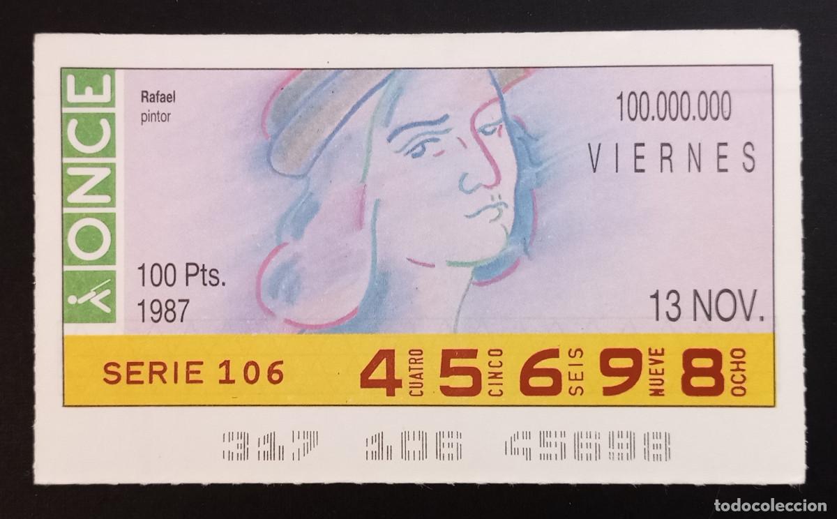 Cupones ONCE: CUP&Oacute;N ONCE - 13-NOVIEMBRE-1987 - RAFAEL, PINTOR