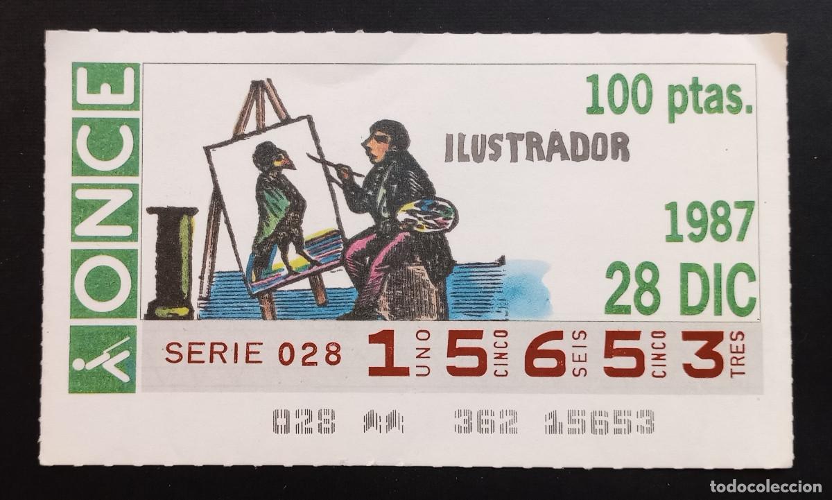 Cupones ONCE: CUP&Oacute;N ONCE - 28-DICIEMBRE-1987 - ILUSTRADOR
