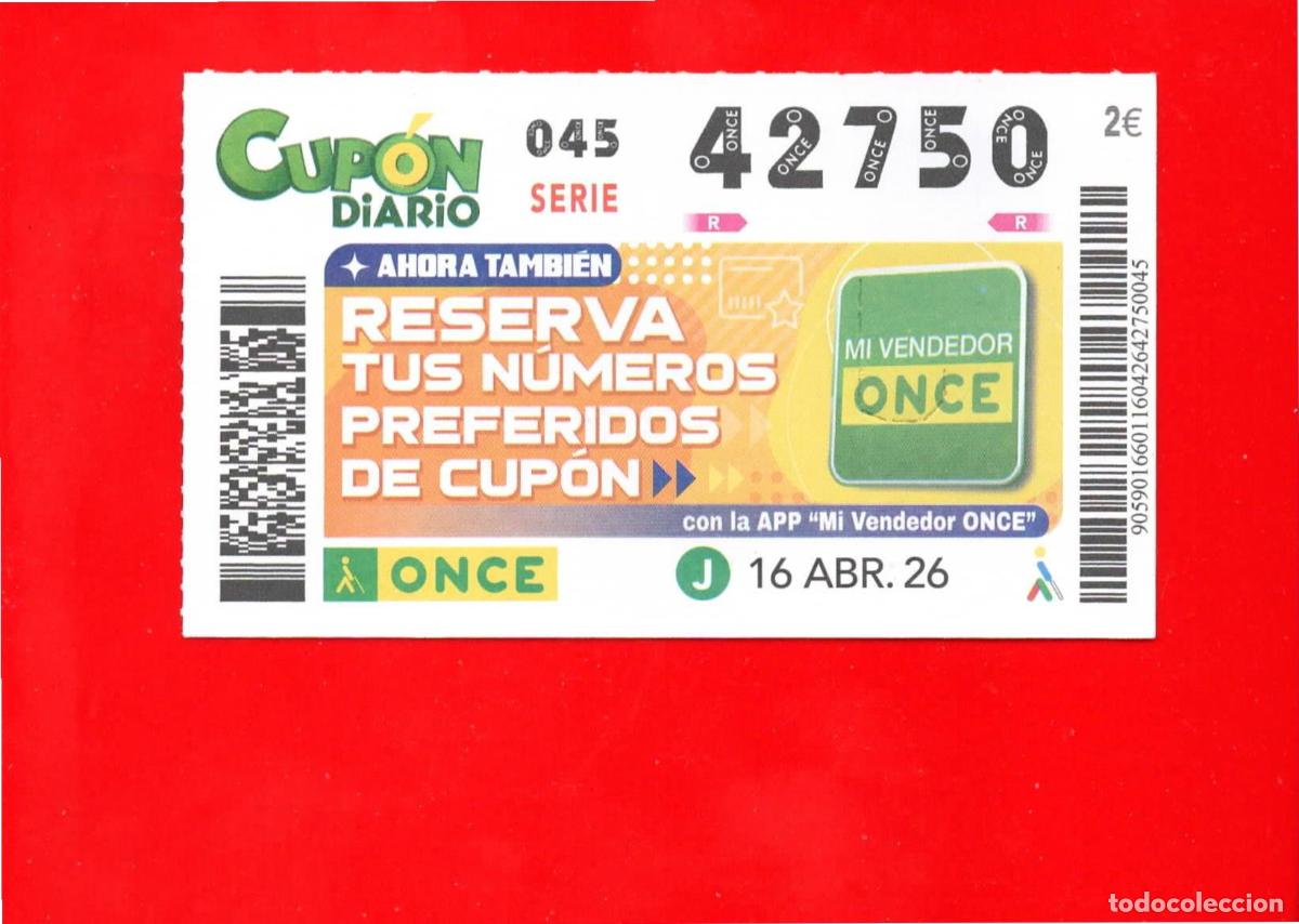 Cupones ONCE: Cup&oacute;n ONCE - 16 abril 2026 - Foto 1