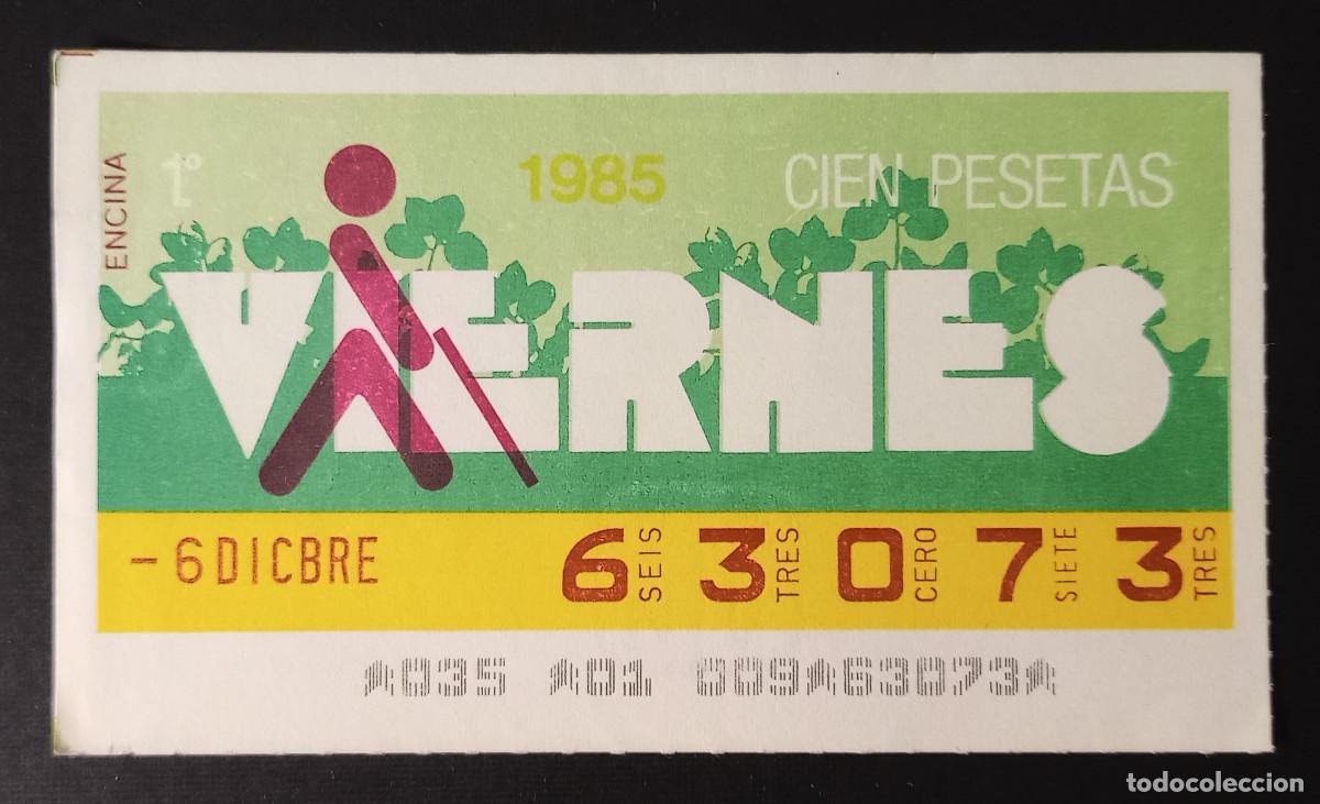 Cupones ONCE: CUP&Oacute;N ONCE - 6-DICIEMBRE-1985 - ENCINA