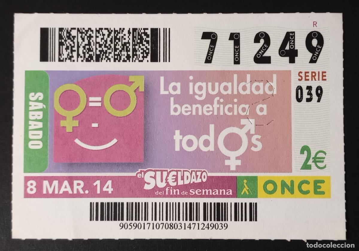 Cupones ONCE: CUP&Oacute;N ONCE - 8-MARZO-2014 - LA IGUALDAD BENEFICIA A TODOS