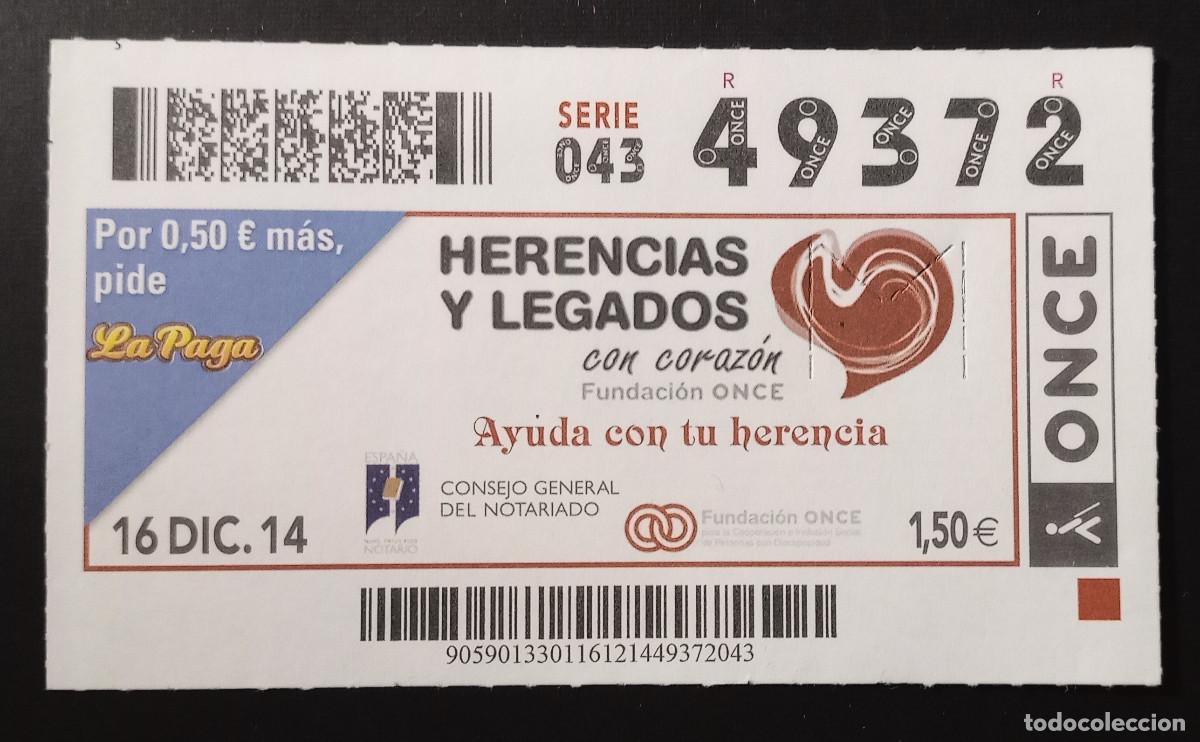 Cupones ONCE: CUP&Oacute;N ONCE - 16-DICIEMBRE-2014 - HERENCIAS Y LEGADOS CON CORAZ&Oacute;N