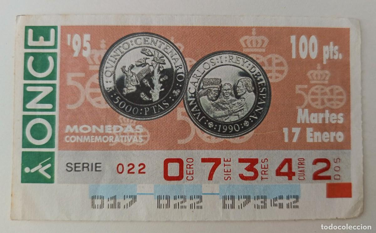 Cupones ONCE: Cupon de los martes. ONCE. 100 Pesetas. NMartes 17 de enero de 1995.