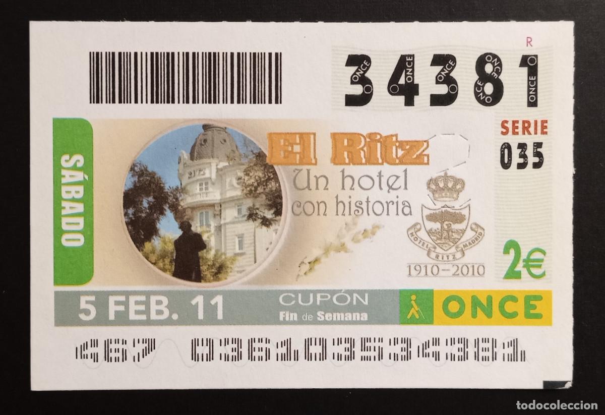 Cupones ONCE: CUP&Oacute;N ONCE - 5-FEBRERO-2011 - EL RITZ UN HOTEL CON HISTORIA