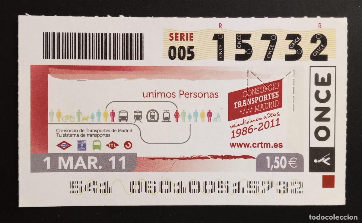 Cupones ONCE: CUP&Oacute;N ONCE - 1-MARZO-2011 - CONSORCIO TRANSPORTES MADRID
