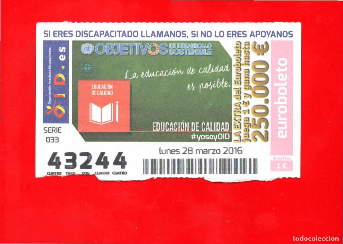 Cupones ONCE: Cup&oacute;n OID 28 marzo 2016 - Foto 1