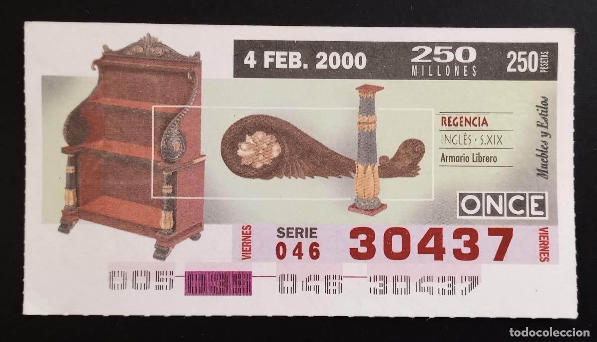 Cupones ONCE: CUP&Oacute;N ONCE - 4-FEBRERO-2000 - MUEBLES Y ESTILOS, REGENCIA, INGL&Eacute;S S. XIX