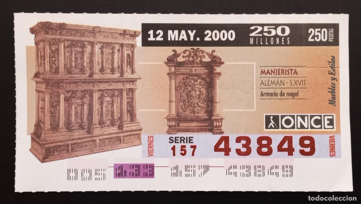 Cupones ONCE: CUP&Oacute;N ONCE - 12-MAYO-2000 - MUEBLES Y ESTILOS, MANIERISTA ALEM&Aacute;N. S.XVII