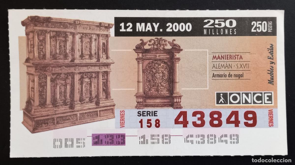 Cupones ONCE: CUP&Oacute;N ONCE - 12-MAYO-2000 - MUEBLES Y ESTILOS, MANIERISTA ALEM&Aacute;N. S.XVII