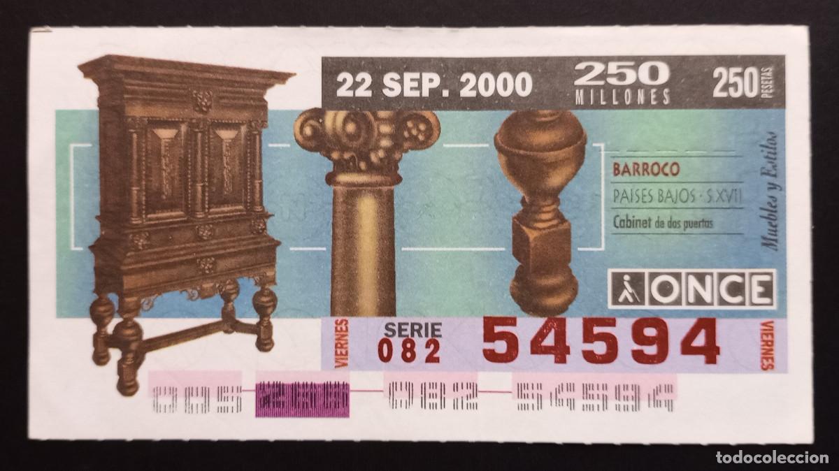 Cupones ONCE: CUP&Oacute;N ONCE - 22-SEPTIEMBRE-2000 - MUEBLES Y ESTILOS, BARROCO PAISES BAJOS. S. XVII
