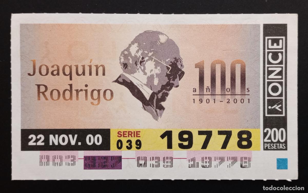 Cupones ONCE: CUP&Oacute;N ONCE - 22-NOVIEMBRE-2000 - JOAQU&Iacute;N RODRIGO 100 A&Ntilde;OS