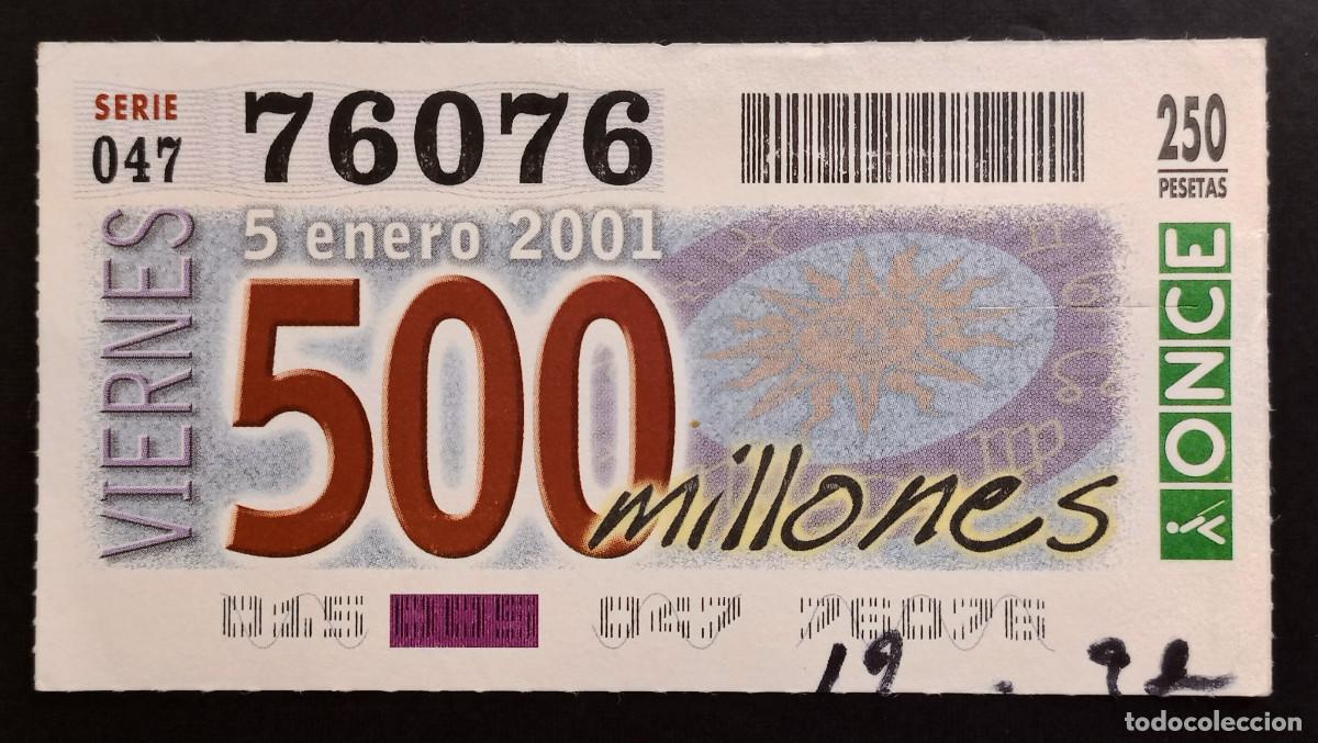 Cupones ONCE: CUP&Oacute;N ONCE - 5-ENERO-2001 - 500 MILLONES - Foto 1