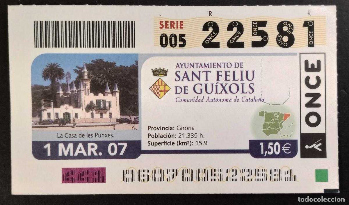 Cupones ONCE: CUP&Oacute;N ONCE - 1-MARZO-2007 - AYUNTAMIENTO DE SANT FELIU DE GUIXOLS