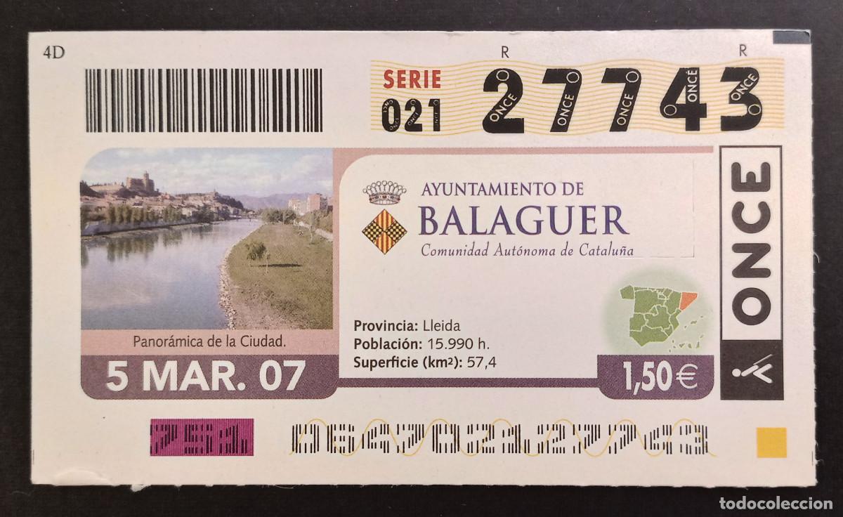 Cupones ONCE: CUP&Oacute;N ONCE - 5-MARZO-2007 - AYUNTAMIENTO DE BALAGUER