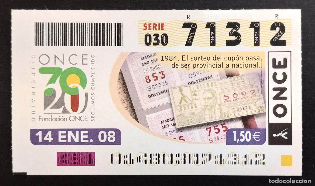 Cupones ONCE: CUP&Oacute;N ONCE - 14-ENERO-2008 - ANIVERSARIO FUNDACI&Oacute;N ONCE
