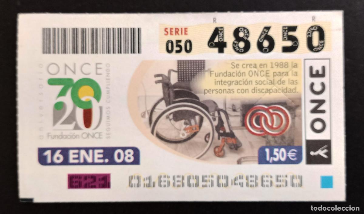 Cupones ONCE: CUP&Oacute;N ONCE - 16-ENERO-2008 - ANIVERSARIO FUNDACI&Oacute;N ONCE