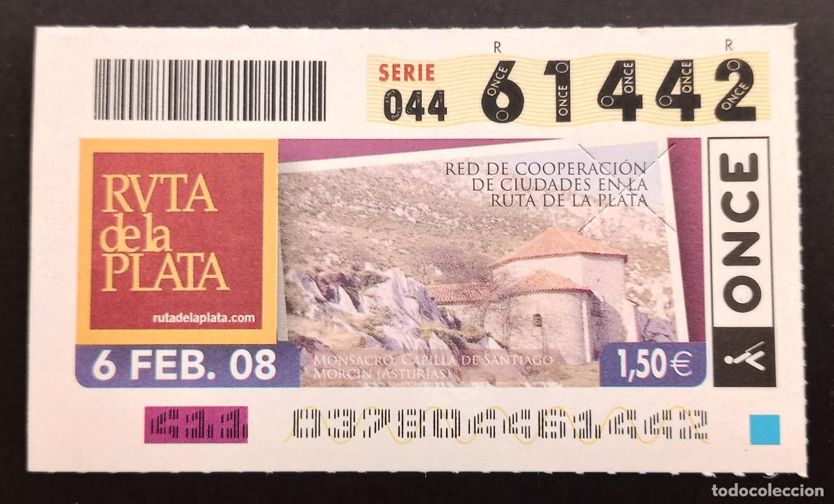 Cupones ONCE: CUP&Oacute;N ONCE - 6-FEBRERO-2008 - RUTA DE LA PLATA, MONSACRO, ASTURIAS