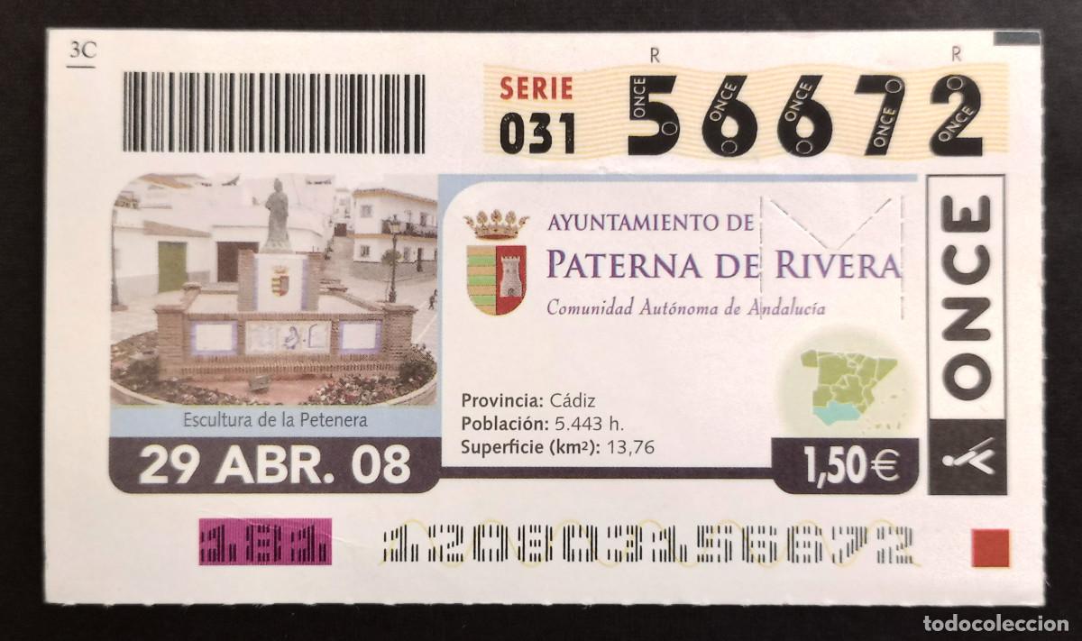 Cupones ONCE: CUP&Oacute;N ONCE - 28-ABRIL-2008 - AYUNTAMIENTO DE PATERNA DE RIVERA