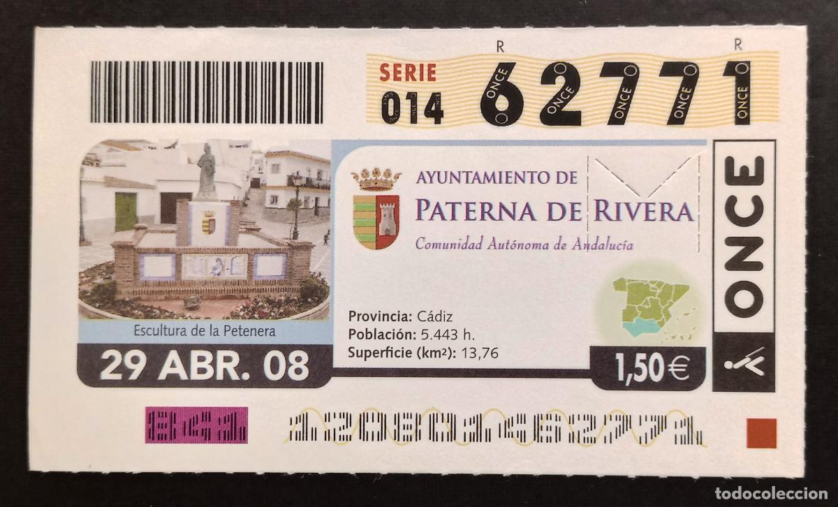 Cupones ONCE: CUP&Oacute;N ONCE - 28-ABRIL-2008 - AYUNTAMIENTO DE PATERNA DE RIVERA