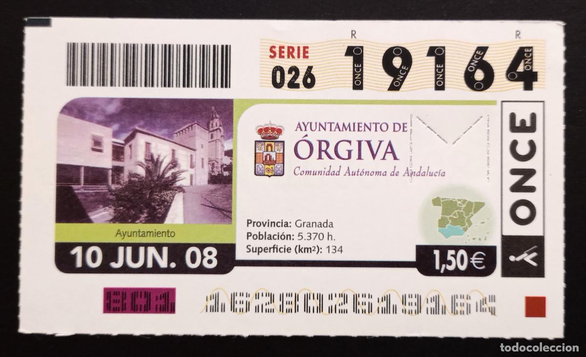 Cupones ONCE: CUP&Oacute;N ONCE - 10-JUNIO-2008 - AYUNTAMIENTO DE &Oacute;RGIVA - Foto 1