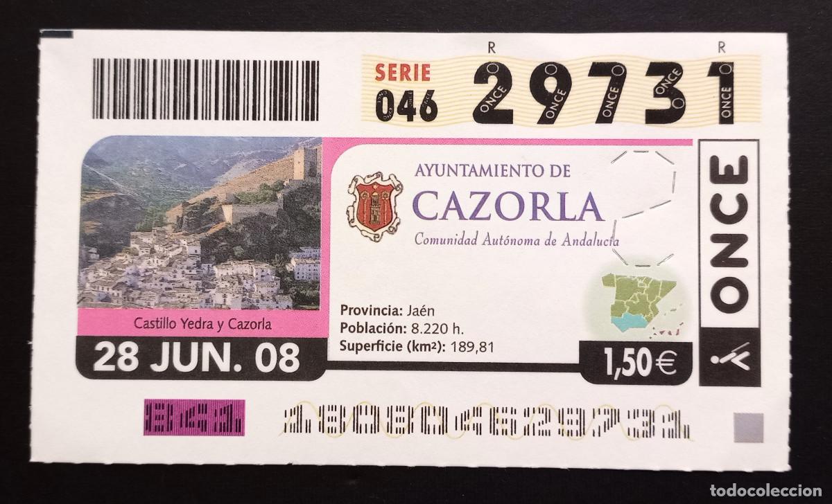 Cupones ONCE: CUP&Oacute;N ONCE - 28-JUNIO-2008 - AYUNTAMIENTO DE CAZORLA - Foto 1