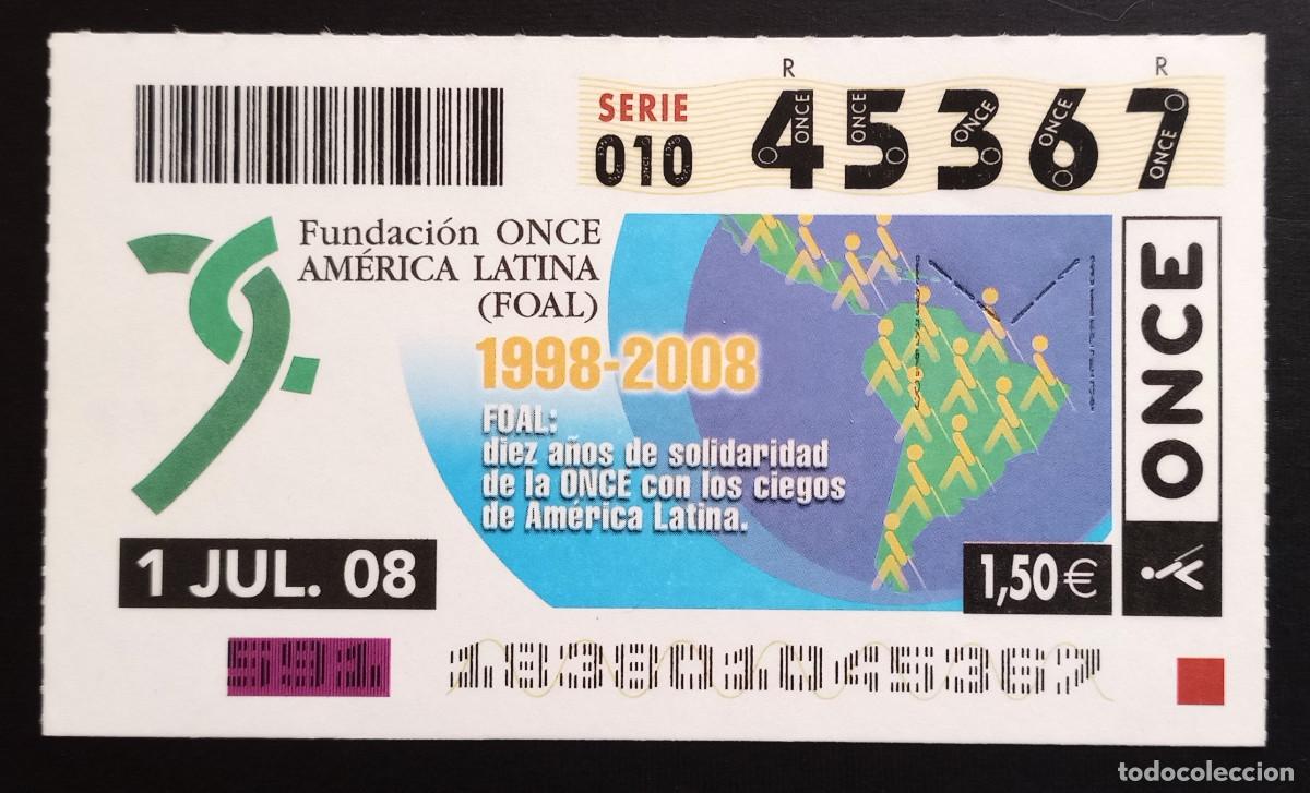 Cupones ONCE: CUP&Oacute;N ONCE - 1-JULIO-2008 - FUNDACI&Oacute;N ONCE AM&Eacute;RICA LATINA