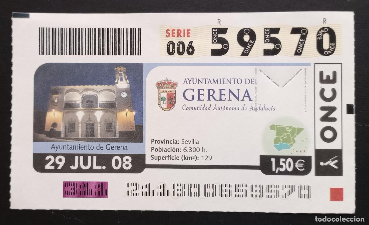 Cupones ONCE: CUP&Oacute;N ONCE - 29-JULIO-2008 - AYUNTAMIENTO DE GERENA