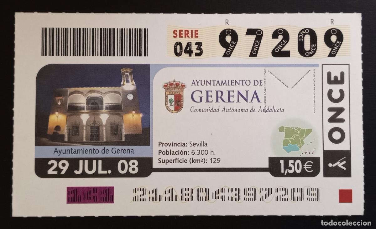 Cupones ONCE: CUP&Oacute;N ONCE - 29-JULIO-2008 - AYUNTAMIENTO DE GERENA