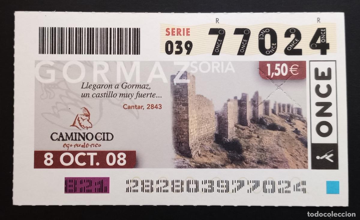 Cupones ONCE: CUP&Oacute;N ONCE - 8-OCTUBRE-2008 - CAMINO CID - GORMAZ, SORIA