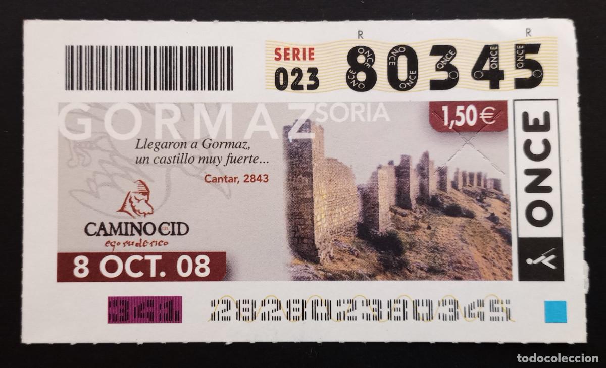 Cupones ONCE: CUP&Oacute;N ONCE - 8-OCTUBRE-2008 - CAMINO CID - GORMAZ, SORIA