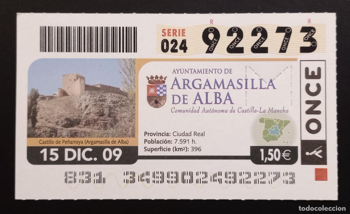 Cupones ONCE: CUP&Oacute;N ONCE - 15-DICIEMBRE-2009 - AYUNTAMIENTO DE ARGAMASILLA DE ALBA