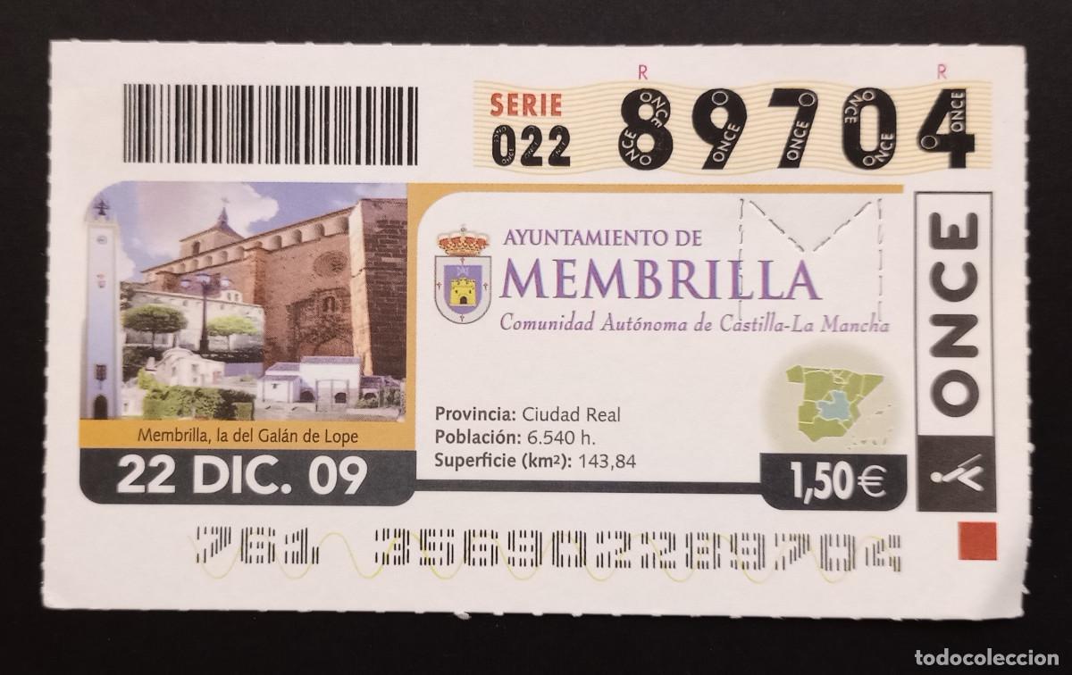 Cupones ONCE: CUP&Oacute;N ONCE - 22-DICIEMBRE-2009 - AYUNTAMIENTO DE MEMBRILLA