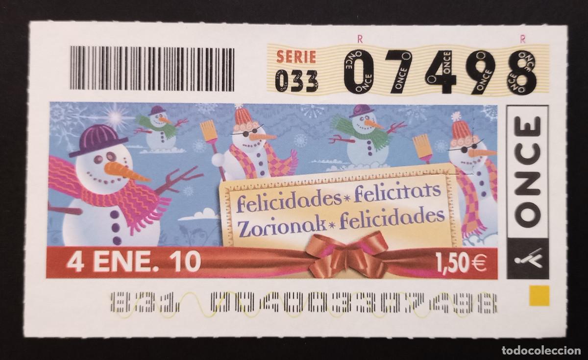 ONCE Coupons: CUP&Oacute;N ONCE - 4-ENERO-2010 - FELICIDADES, FELICITATS, ZORIONAK, FELICIDADES