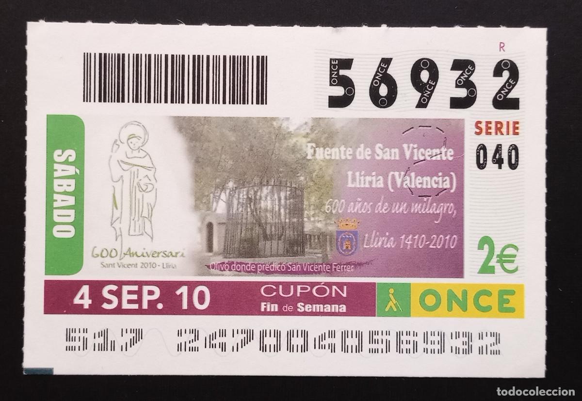 Cupones ONCE: CUP&Oacute;N ONCE - 4-SEPTIEMBRE-2010 - FUENTE DE SAN VICENTE, LLIRIA, VALENCIA