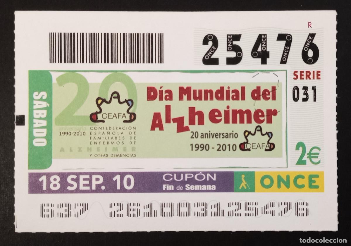Cupones ONCE: CUP&Oacute;N ONCE - 18-SEPTIEMBRE-2010 - DIA MUNDIAL DEL ALZHEIMER 20 ANIVERSARIO