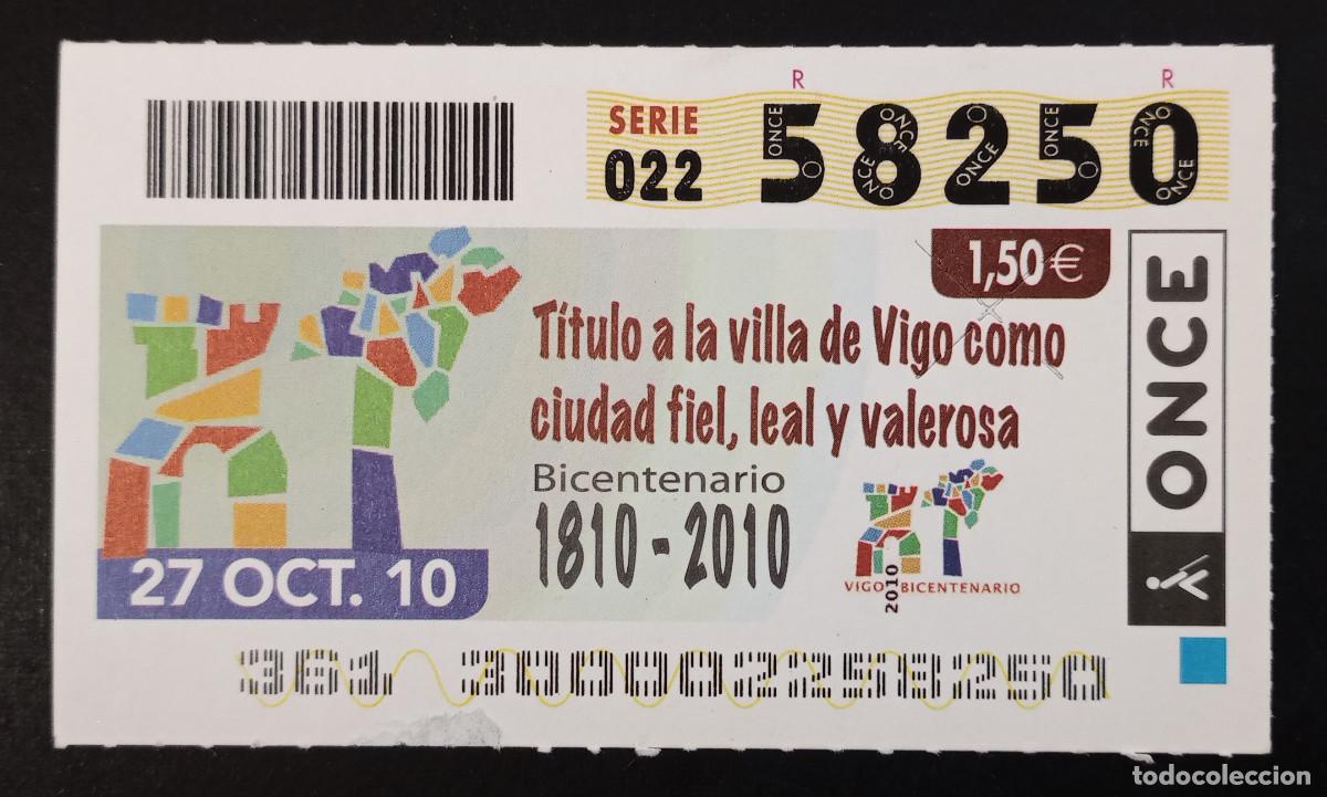 Cupones ONCE: CUP&Oacute;N ONCE - 27-OCTUBRE-2010 - VIGO BICENTENARIA