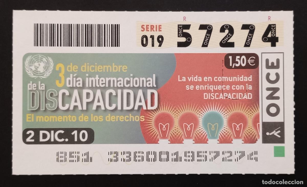 Cupones ONCE: CUP&Oacute;N ONCE - 2-DICIEMBRE-2010 - DIA INTERNACIONAL DE LA DISCAPACIDAD