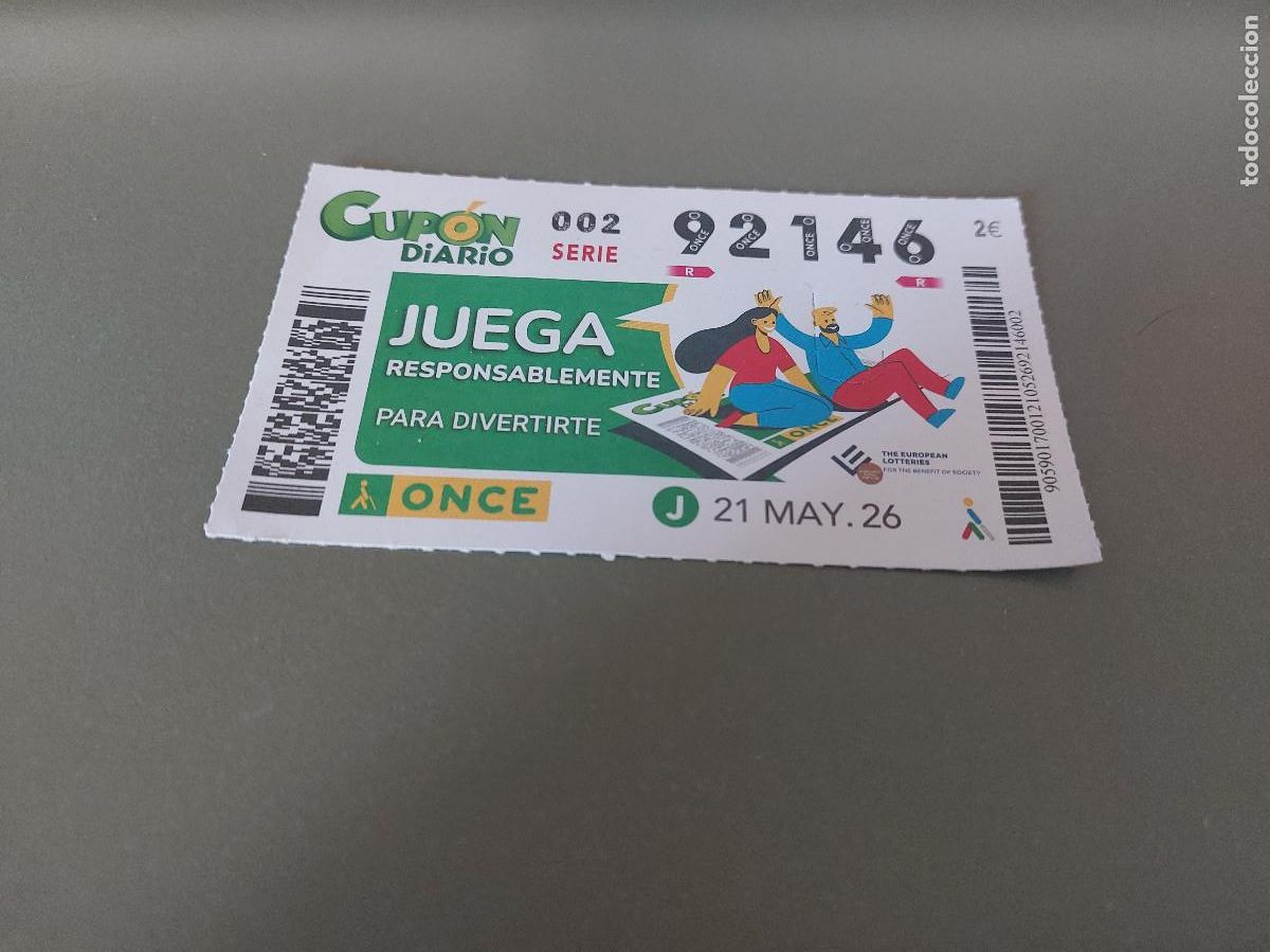 Cupones ONCE: 92146 D&Eacute;CIMO DE CUP&Oacute;N DIARIO 21 DE MAYO DE 2026. ONCE. BUEN ESTADO. C-17