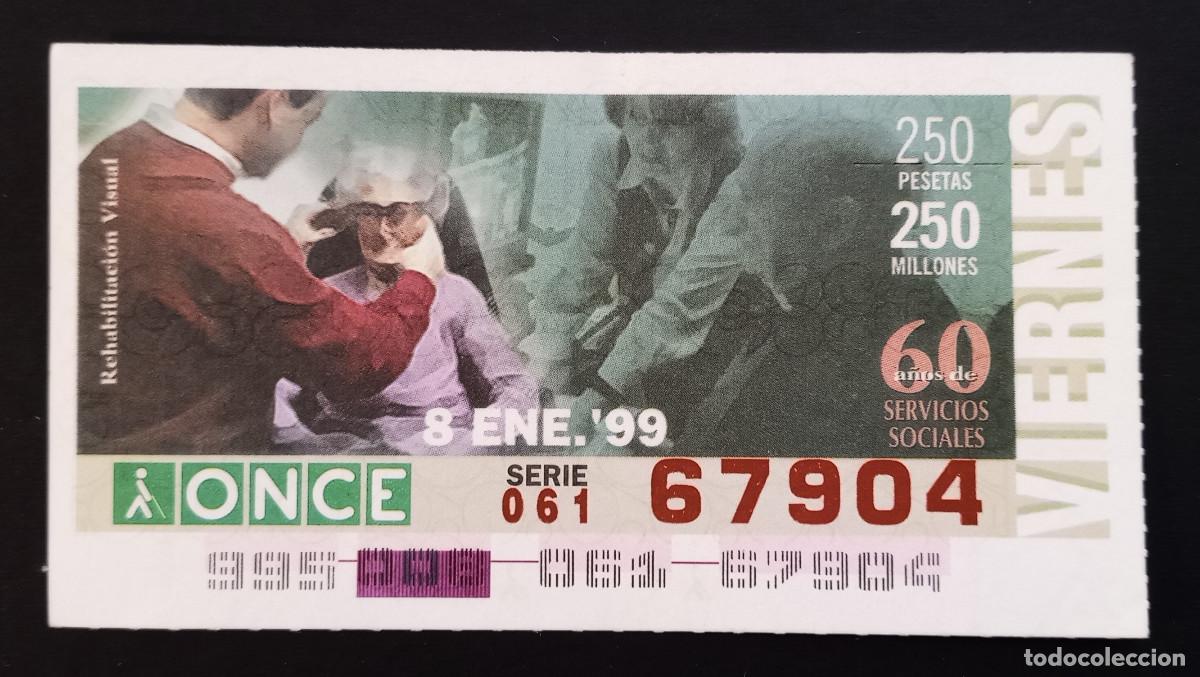 Cupones ONCE: CUP&Oacute;N ONCE - 8-ENERO-1999 - 60 A&Ntilde;OS DE SERVICIOS SOCIALES