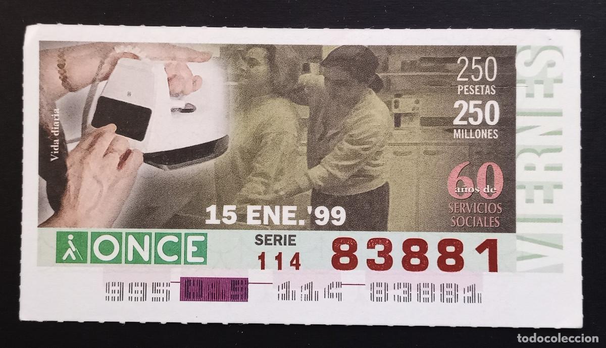 Cupones ONCE: CUP&Oacute;N ONCE - 15-ENERO-1999 - 60 A&Ntilde;OS DE SERVICIOS SOCIALES
