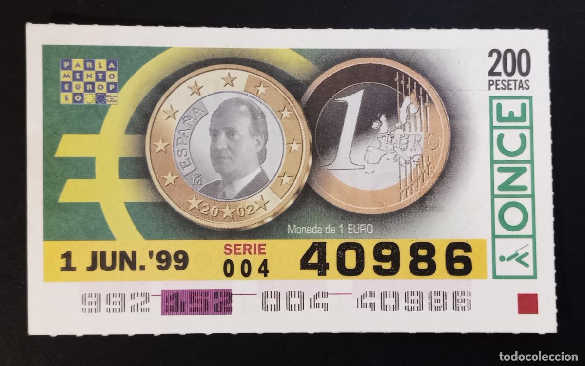 Cupones ONCE: CUP&Oacute;N ONCE - 1-JUNIO-1999 - MONEDA DE 1 EURO - Foto 1