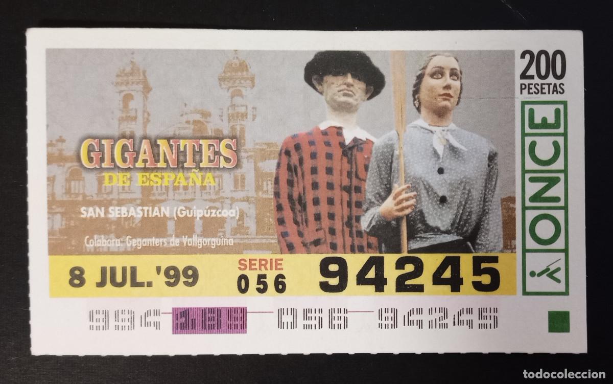 Cupones ONCE: CUP&Oacute;N ONCE - 8-JULIO-1999 - GIGANTES DE ESPA&Ntilde;A, SAN SEBASTIAN, GUIP&Uacute;ZCOA