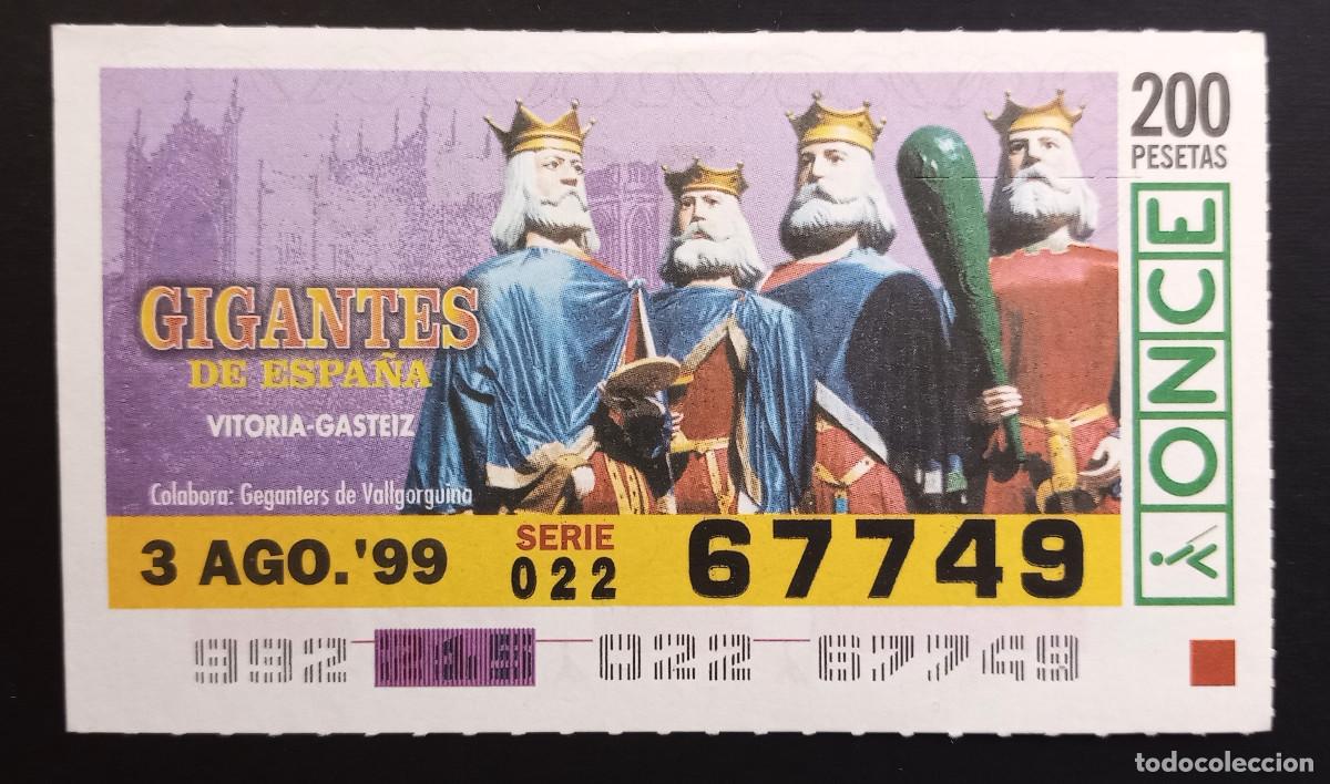 Cupones ONCE: CUP&Oacute;N ONCE - 3-AGOSTO-1999 - GIGANTES DE ESPA&Ntilde;A, VITORIA-GASTEIZ