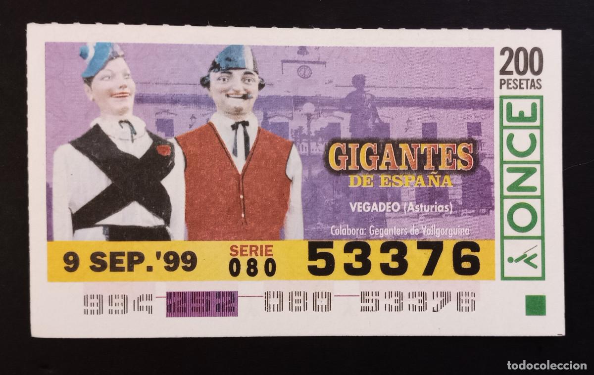 Cupones ONCE: CUP&Oacute;N ONCE - 9-SEPTIEMBRE-1999 - GIGANTES DE ESPA&Ntilde;A, VEGADEO, ASTURIAS