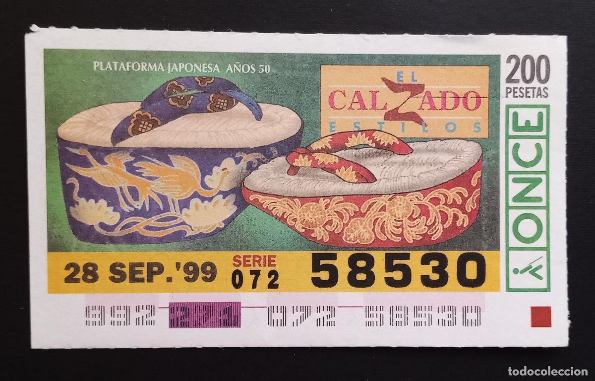Coupon ONCE: CUP&Oacute;N ONCE - 28-SEPTIEMBRE-1999 - EL CALZADO ESTILOS, PLATAFORMA JAPONESA A&Ntilde;OS 50