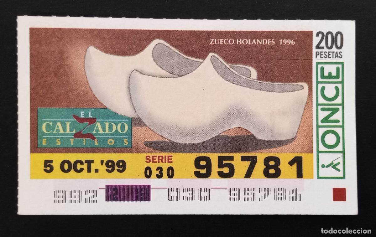 Coupon ONCE: CUP&Oacute;N ONCE - 5-OCTUBRE-1999 - EL CALZADO ESTILOS, ZUECO HOLAND&Eacute;S 1996
