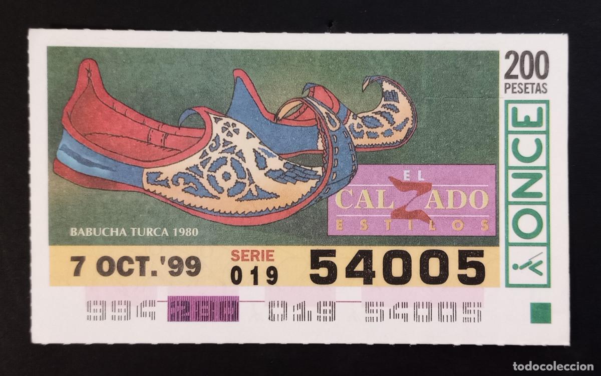 Coupon ONCE: CUP&Oacute;N ONCE - 7-OCTUBRE-1999 - EL CALZADO ESTILOS, BABUCHA TURCA 1980