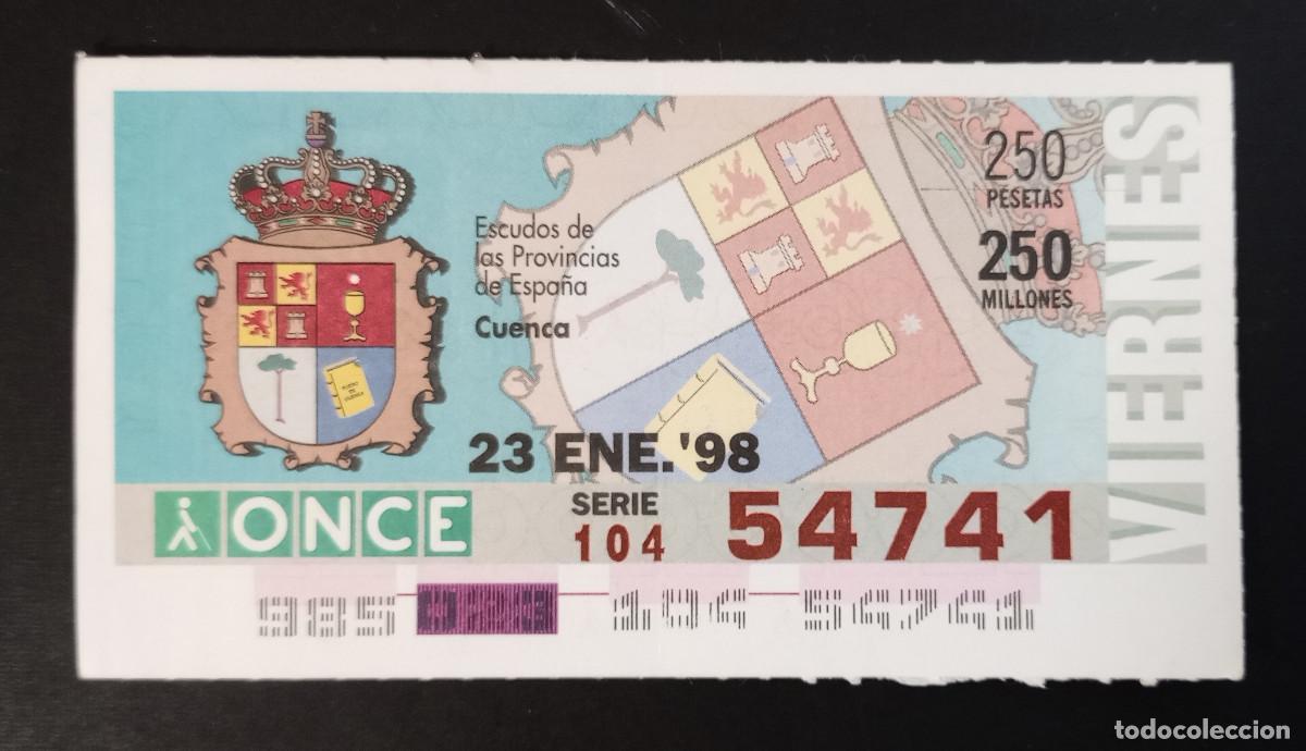 Cupones ONCE: CUP&Oacute;N ONCE - 23-ENERO-1998 - ESCUDOS DE LAS PROVINCIAS DE ESPA&Ntilde;A, CUENCA