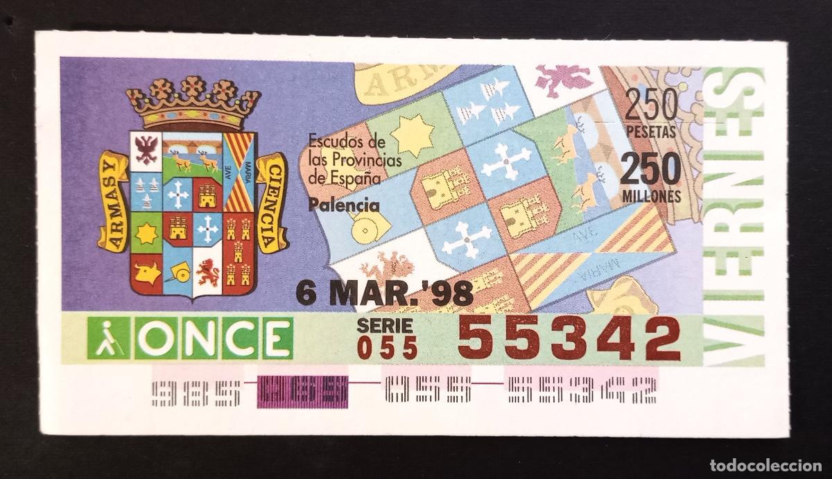Cupones ONCE: CUP&Oacute;N ONCE - 6-MARZO-1998 - ESCUDOS DE LAS PROVINCIAS DE ESPA&Ntilde;A, PALENCIA
